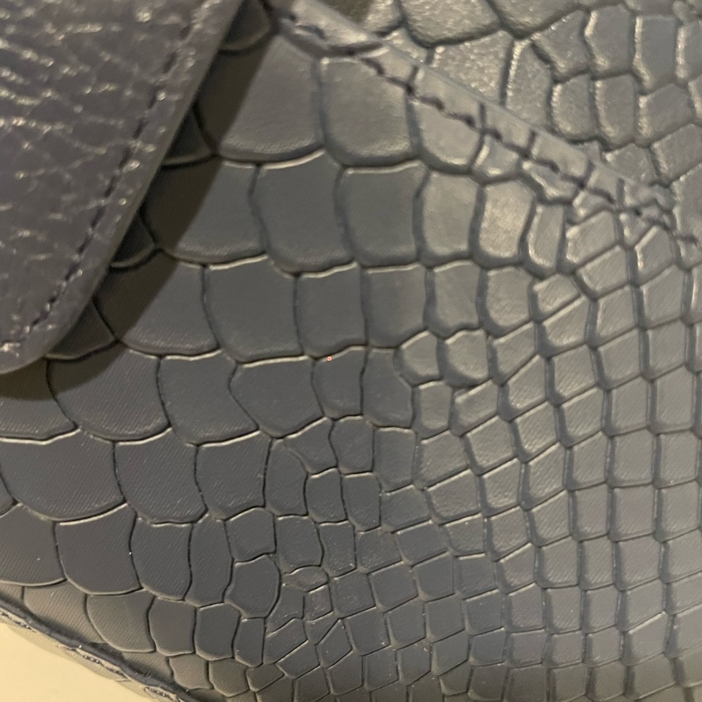 GiGi New York Embossed Python Zip Around Wristlet Wallet in Navy Blue - Picture 7 of 16
